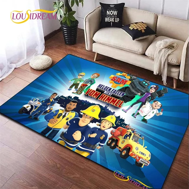 Fireman Sam Cartoon Cosplay Carpet Living Room Bedroom Sofa Rug Door Mat