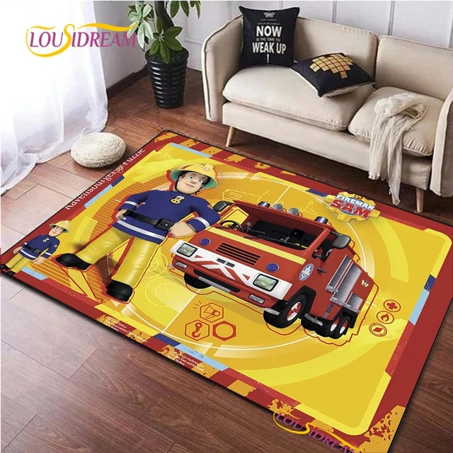 Fireman Sam Cartoon Cosplay Carpet Living Room Bedroom Sofa Rug Door Mat