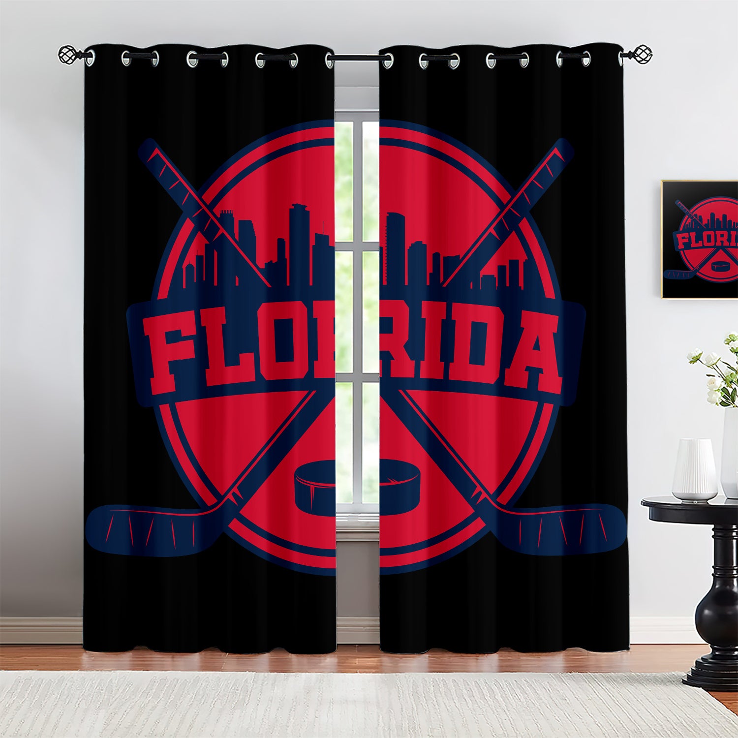 Florida Panthers Blackout Curtains Drapes For Window Treatment Set