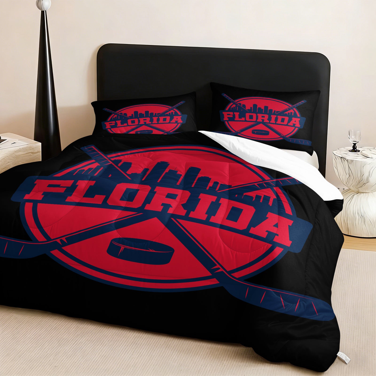 Florida Panthers Hockey League Comforter Pillowcase Sets Blanket All Season Reversible Quilted Duvet