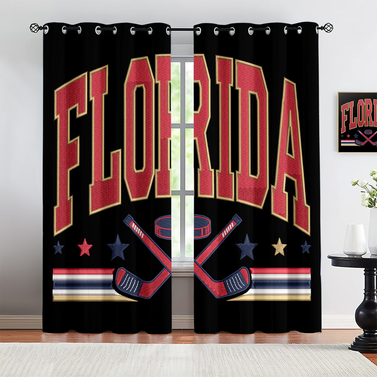Florida Panthers Blackout Curtains Drapes For Window Treatment Set