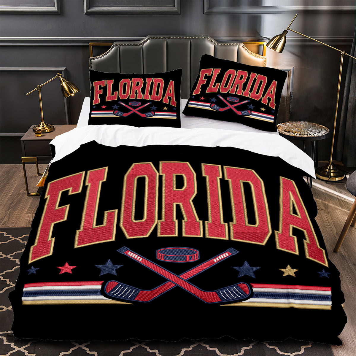 Florida Panthers Hockey Duvet Cover Quilt Case Pillowcase Bedding Set Without Filler