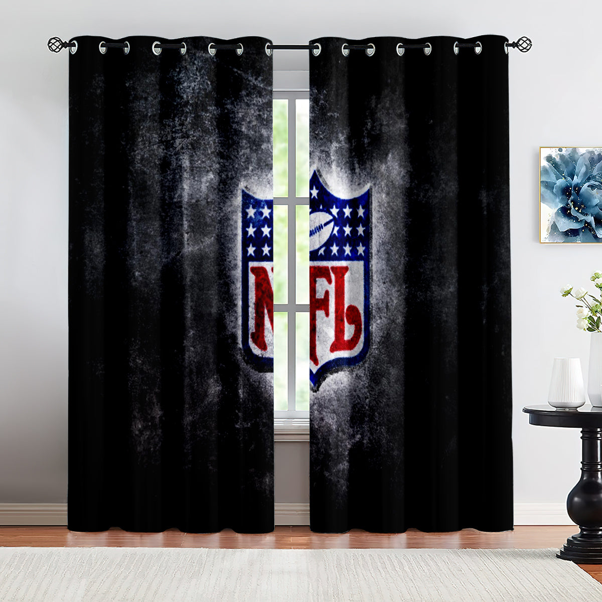 Football League Blackout Curtains Drapes for Window Treatment Set