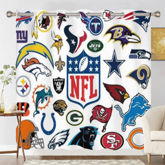 Football Logo Blackout Curtains For Window Treatment Set For Living Room Bedroom 1600
