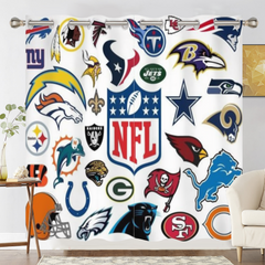 Football Logo Blackout Curtains For Window Treatment Set For Living Room Bedroom