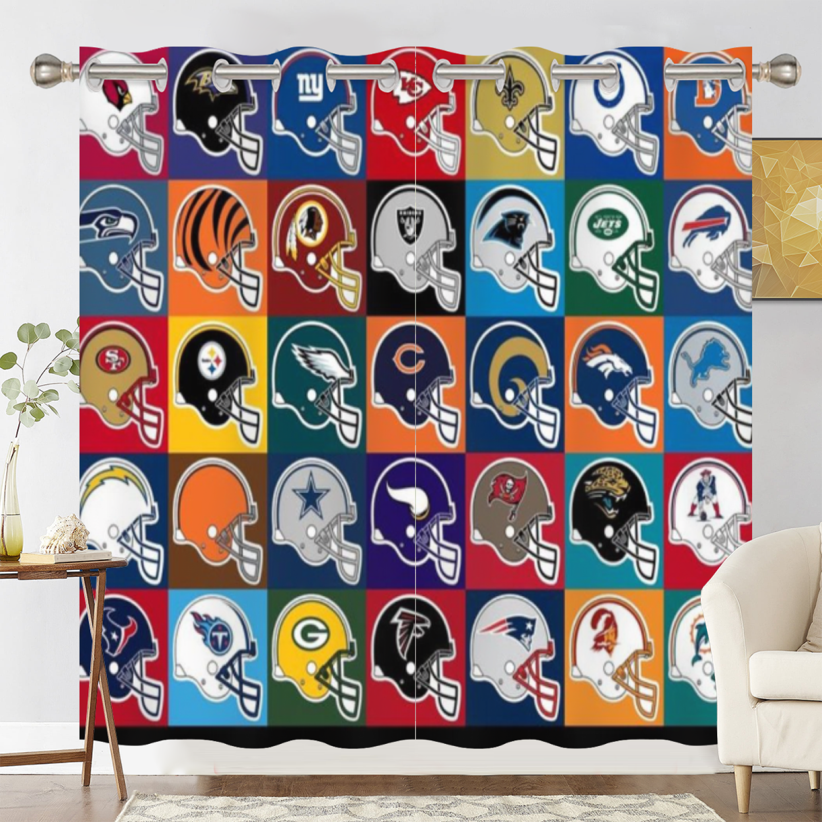 Football Logo Blackout Curtains For Window Treatment Set For Living Room Bedroom
