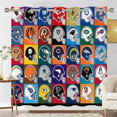 Football Logo Blackout Curtains For Window Treatment Set For Living Room Bedroom
