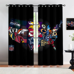 Football Logo Blackout Curtains For Window Treatment Set For Living Room Bedroom