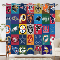 Football Logo Blackout Curtains For Window Treatment Set For Living Room Bedroom