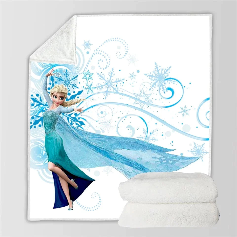 Frozen Anna Elsa Princess Blanket  Sherpa Fleece Throw Blanket for Kids Adults