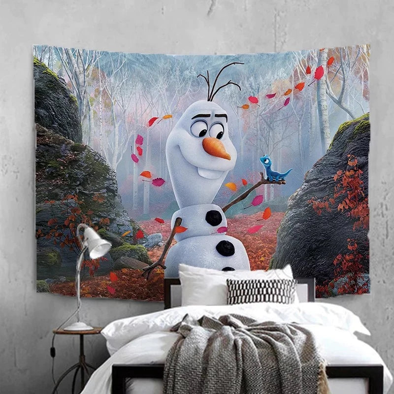 Frozen Anna Elsa Princess Wall Decor Hanging Tapestry Home Bedroom Living Room Decoration