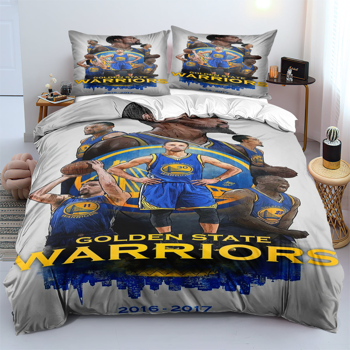 Golden State Basketball Warriors Bedding Set Quilt Cover Without Filler