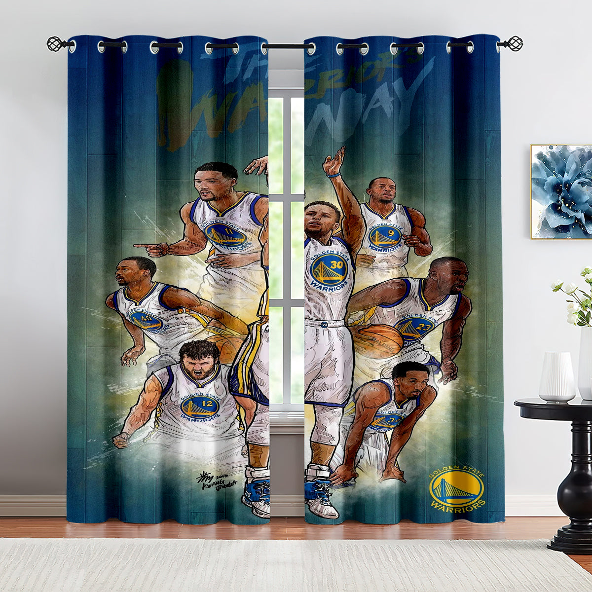 Golden State Basketball Warriors Blackout Curtains Drapes For Window Treatment Set