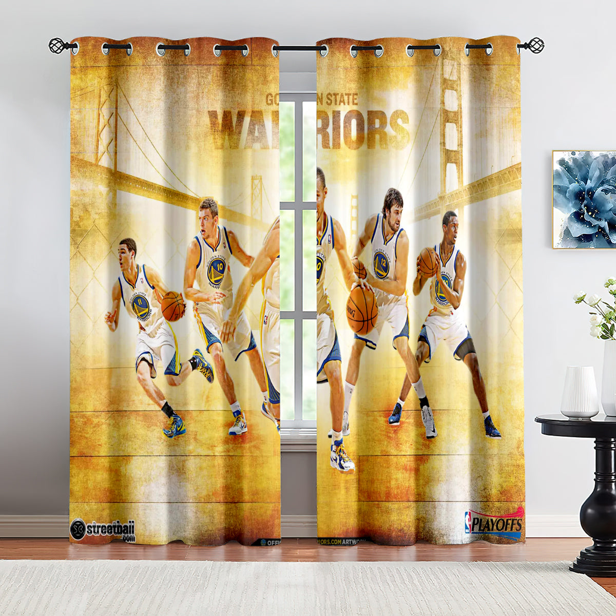 Golden State Basketball Warriors Blackout Curtains Drapes For Window Treatment Set