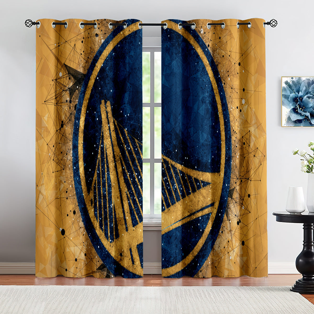 Golden State Basketball Warriors Blackout Curtains Drapes For Window Treatment Set