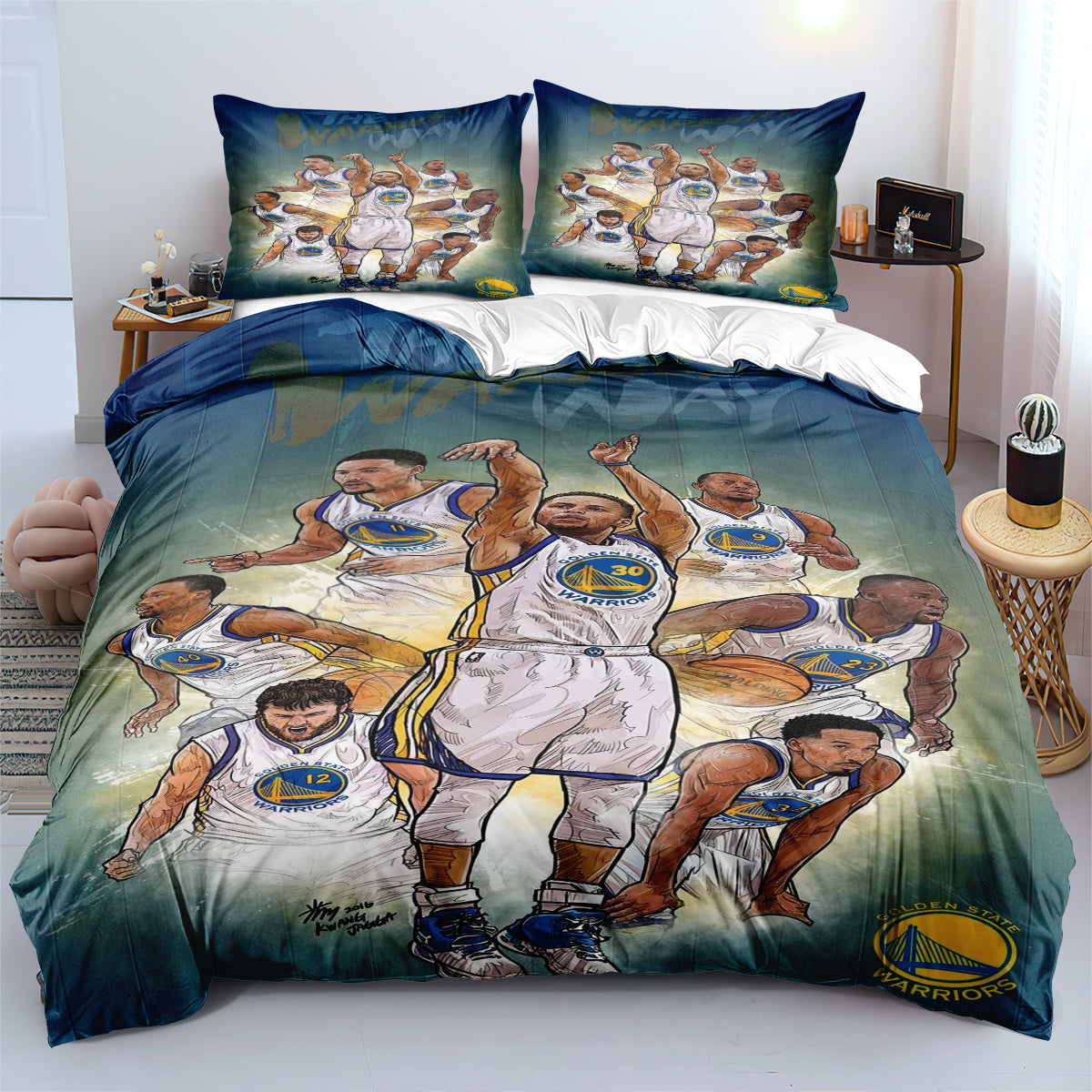 Golden State Basketball Warriors Bedding Set Quilt Cover Without Filler