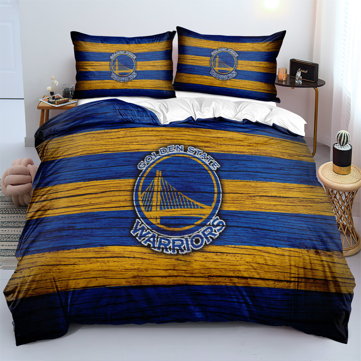 Golden State Basketball Warriors Bedding Set Quilt Cover Without Filler