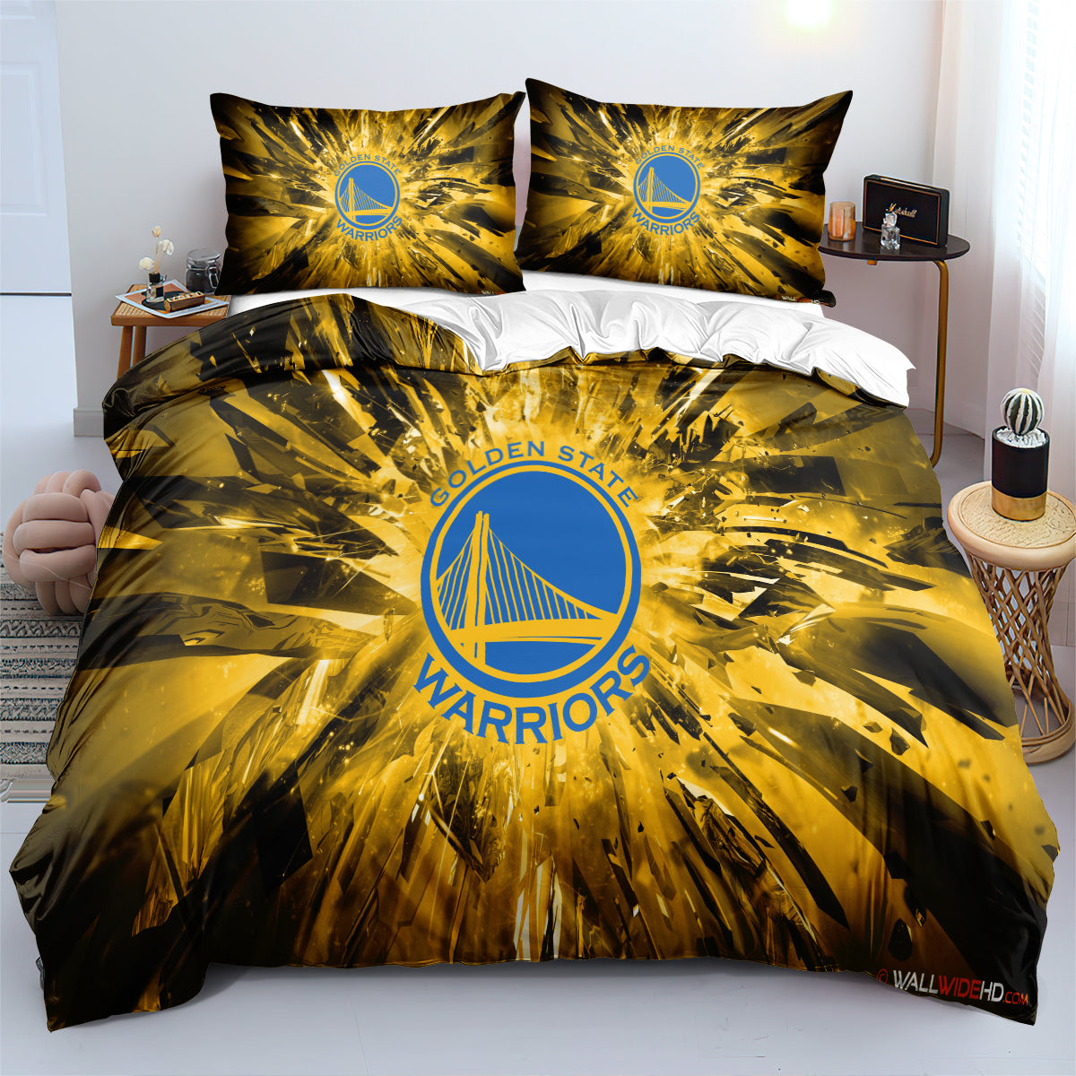 Golden State Basketball Warriors Bedding Set Quilt Cover Without Filler