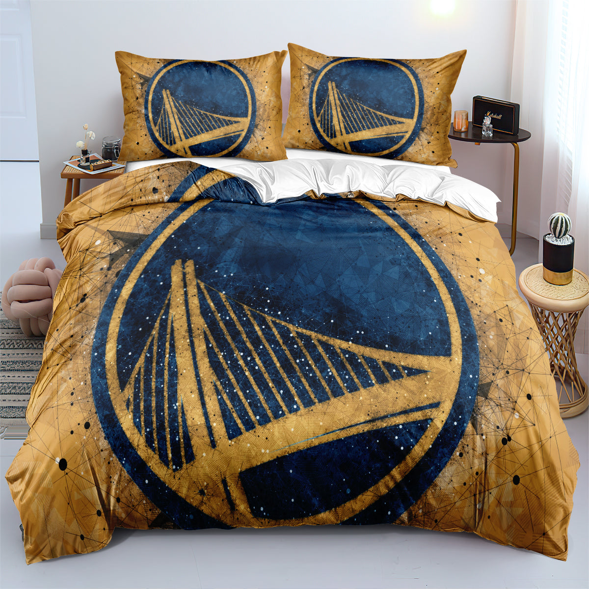 Golden State Basketball Warriors Bedding Set Quilt Cover Without Filler