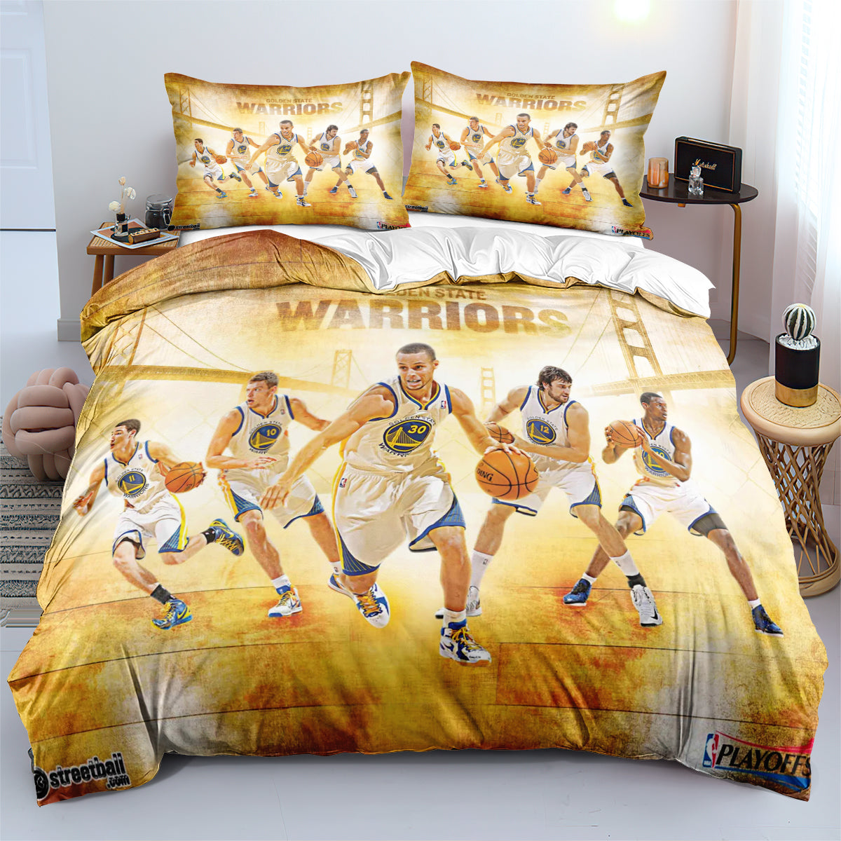 Golden State Basketball Warriors Bedding Set Quilt Cover Without Filler