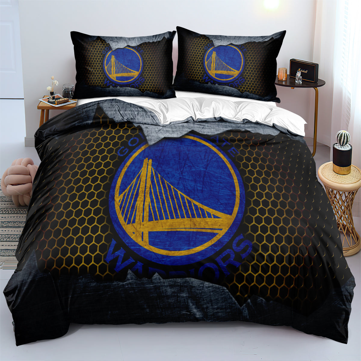 Golden State Basketball Warriors Bedding Set Quilt Cover Without Filler