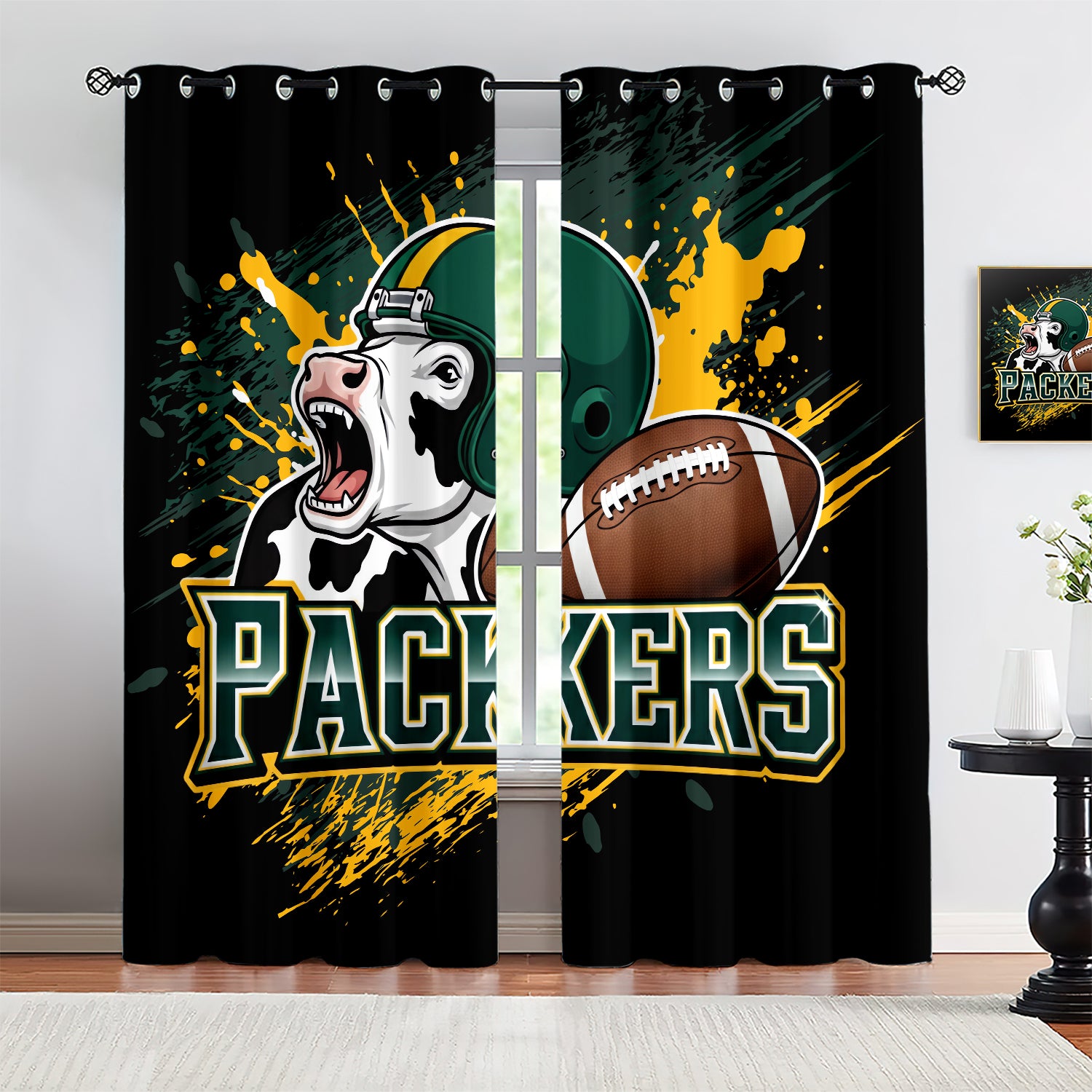 Green Bay Packers Blackout Curtains Drapes For Window Treatment Set
