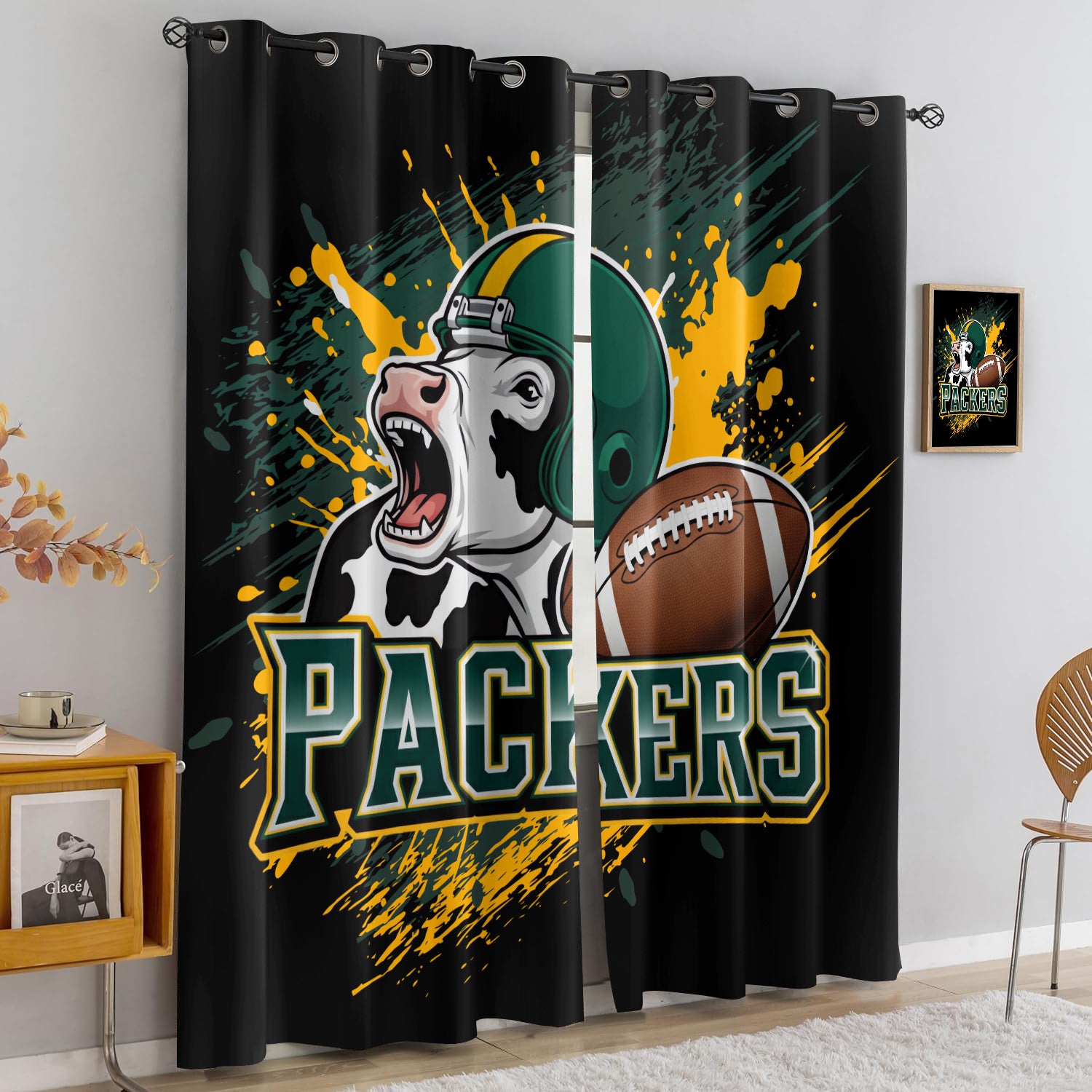 Green Bay Packers Blackout Curtains Drapes For Window Treatment Set
