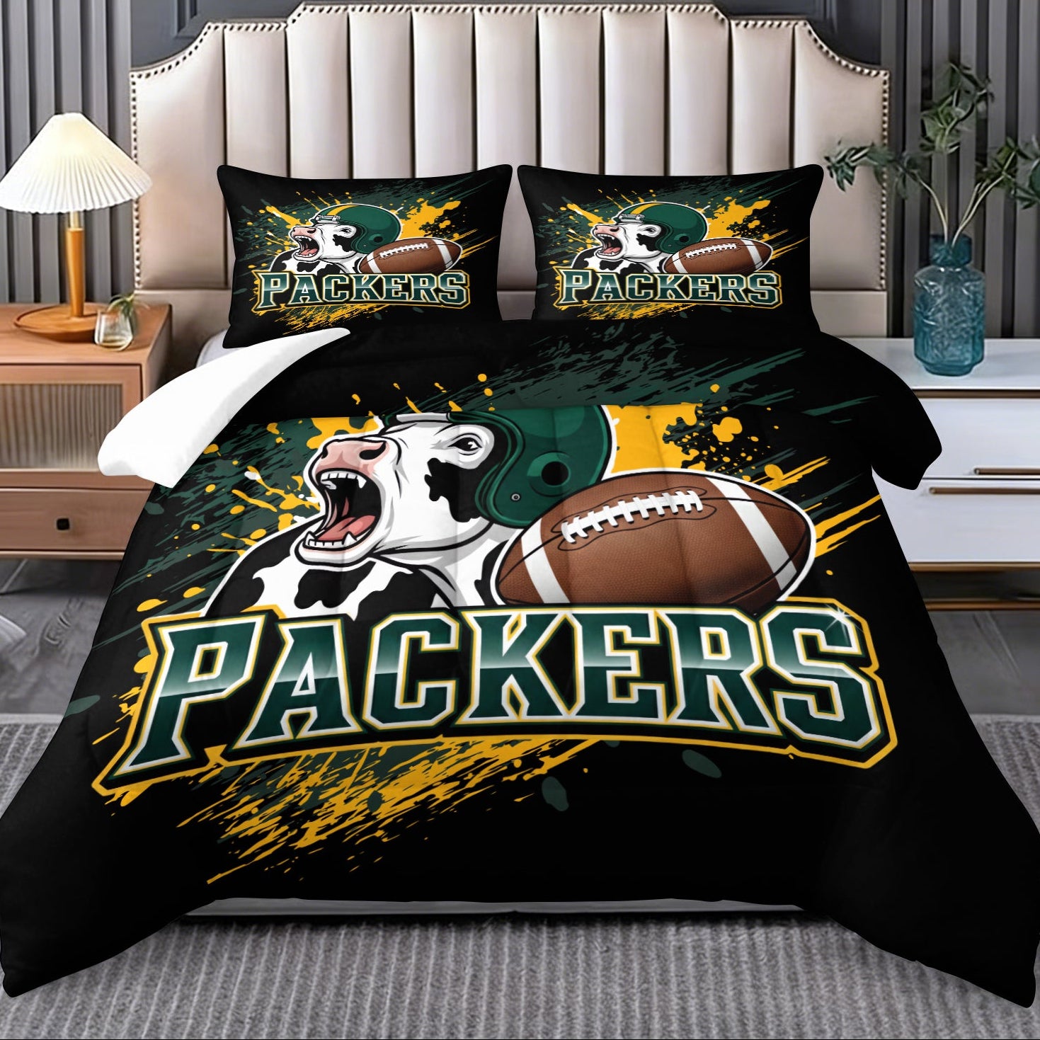 Green Bay Packers Comforter Pillowcase Sets Blanket All Season Reversible Quilted Duvet