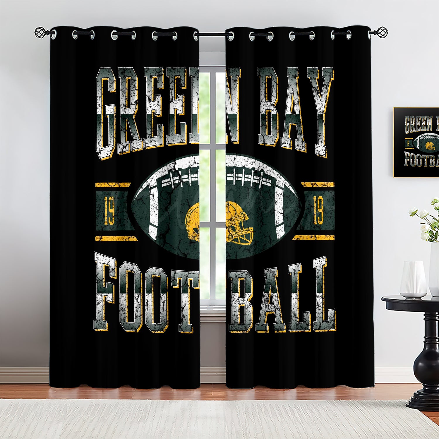 Green Bay Packers Blackout Curtains Drapes For Window Treatment Set