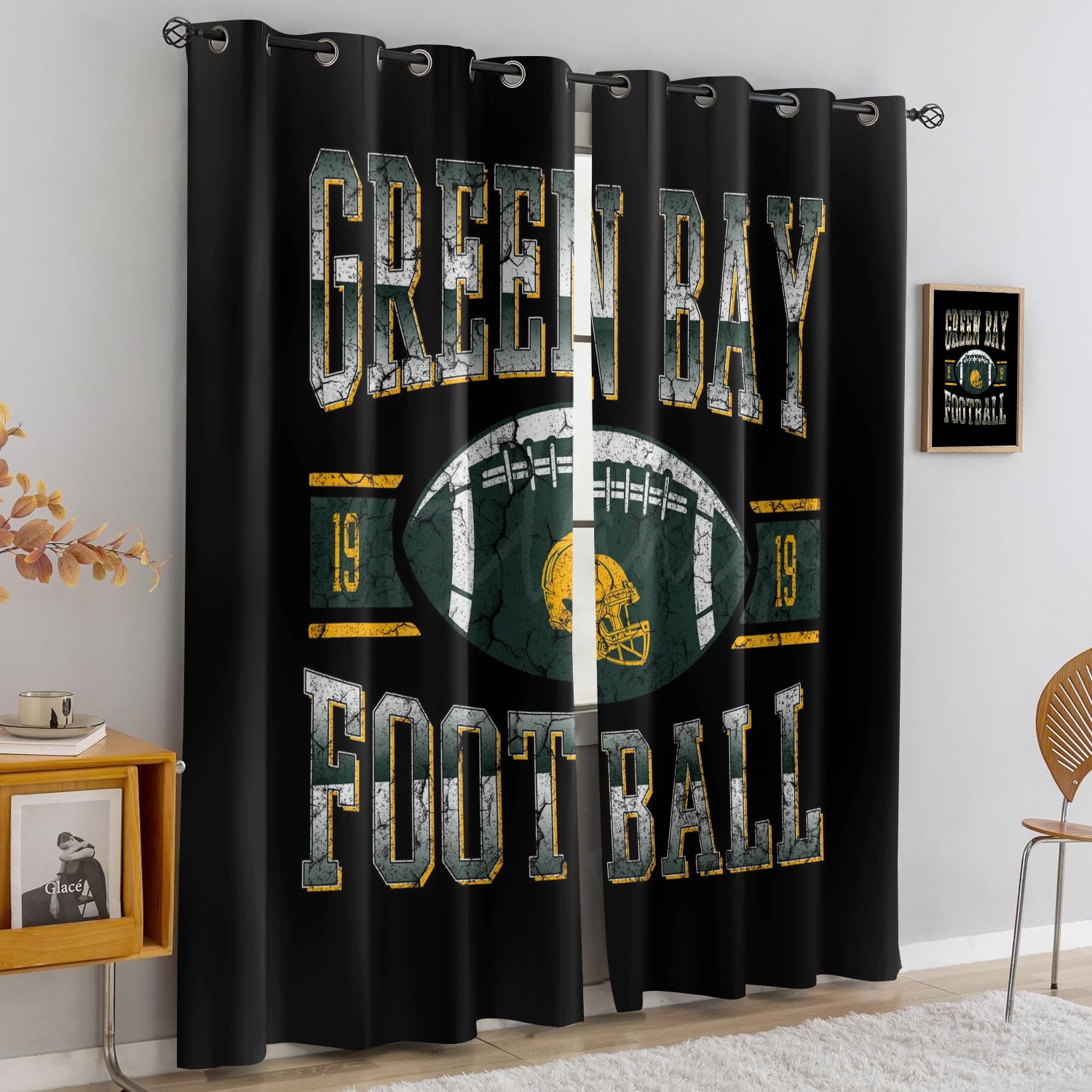 Green Bay Packers Blackout Curtains Drapes For Window Treatment Set