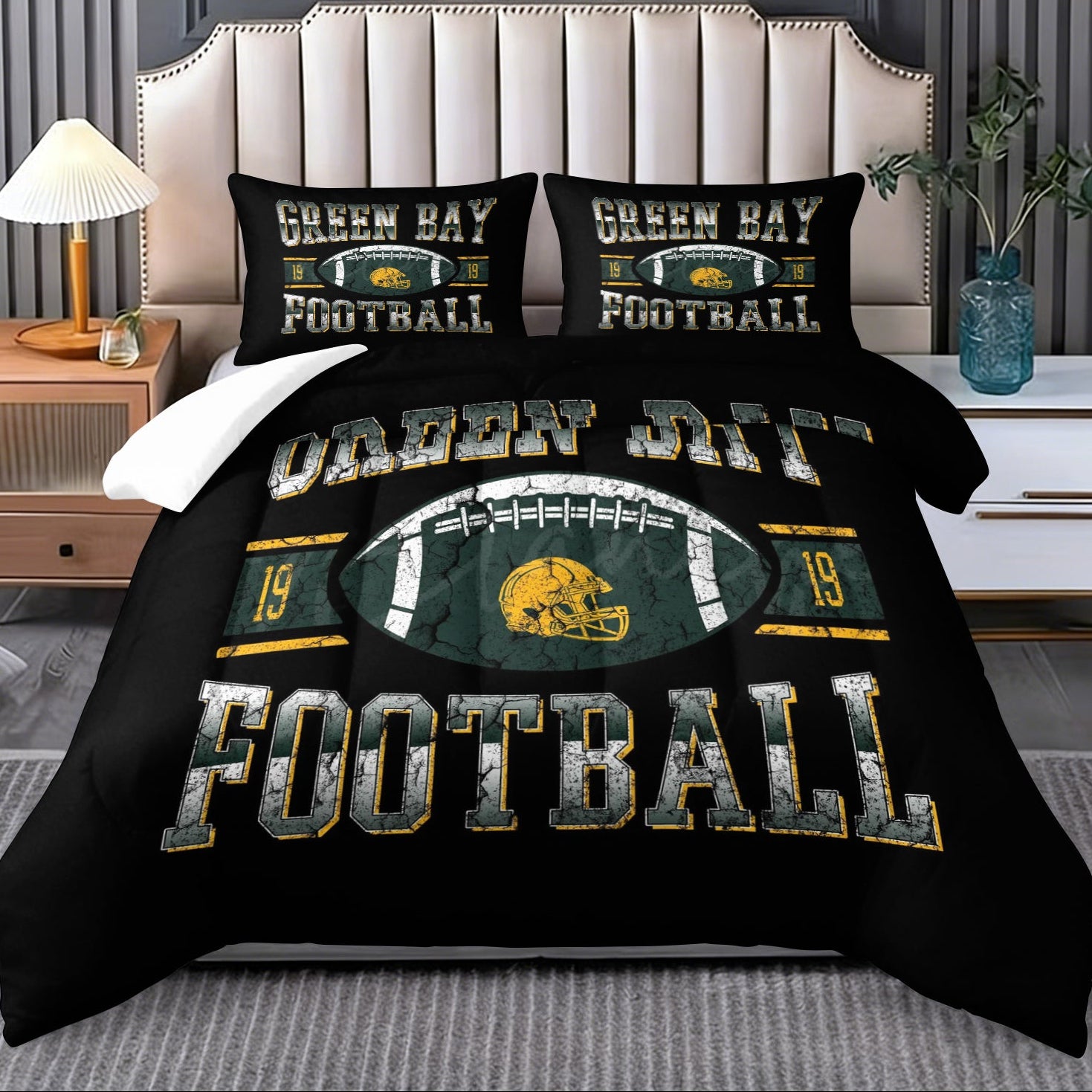 Green Bay Packers Comforter Pillowcase Sets Blanket All Season Reversible Quilted Duvet