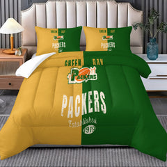 Green Bay Packers Comforter Pillowcase Sets Blanket All Season Reversible Quilted Duvet
