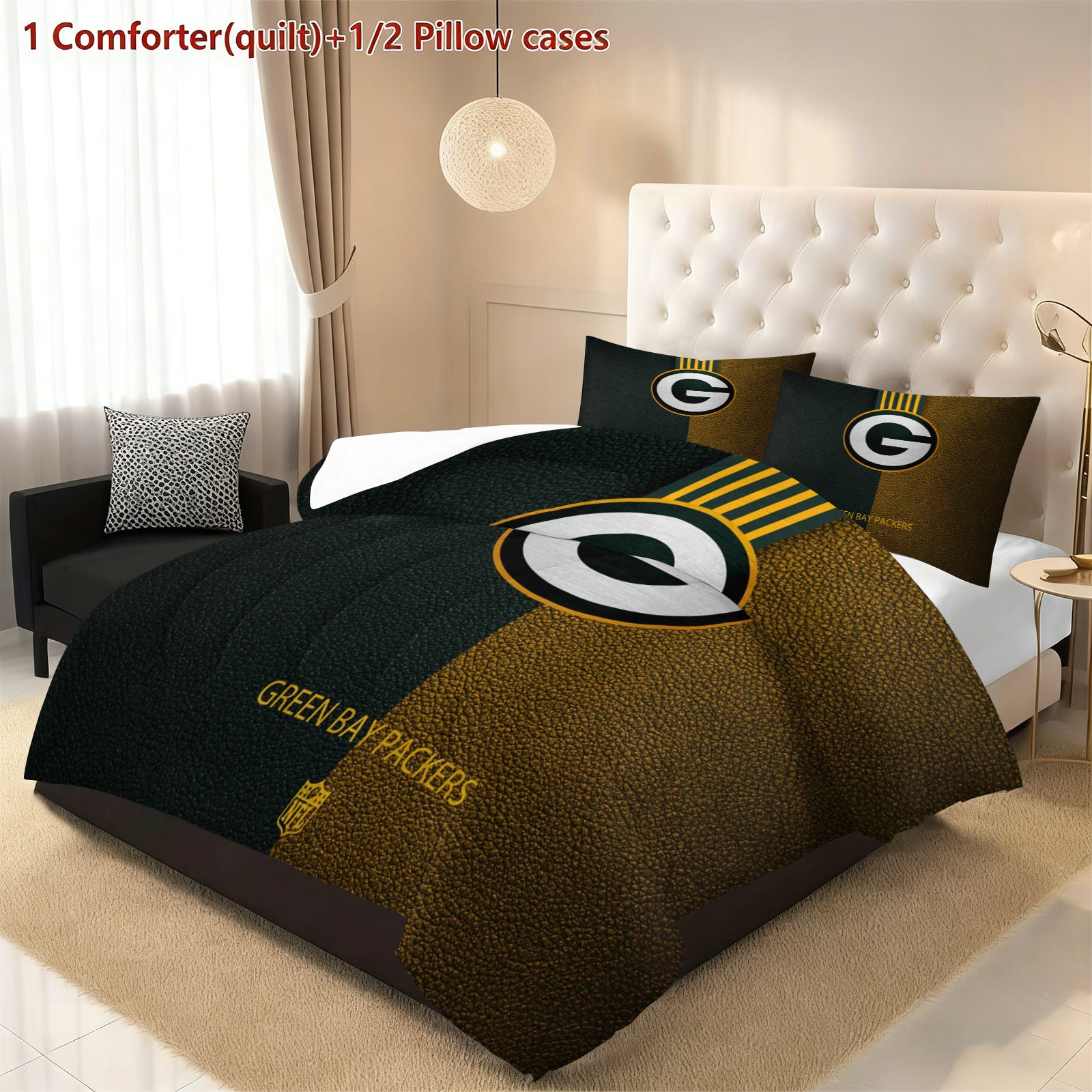 Green Bay Packers Comforter Pillowcase Sets Blanket All Season Reversible Quilted Duvet