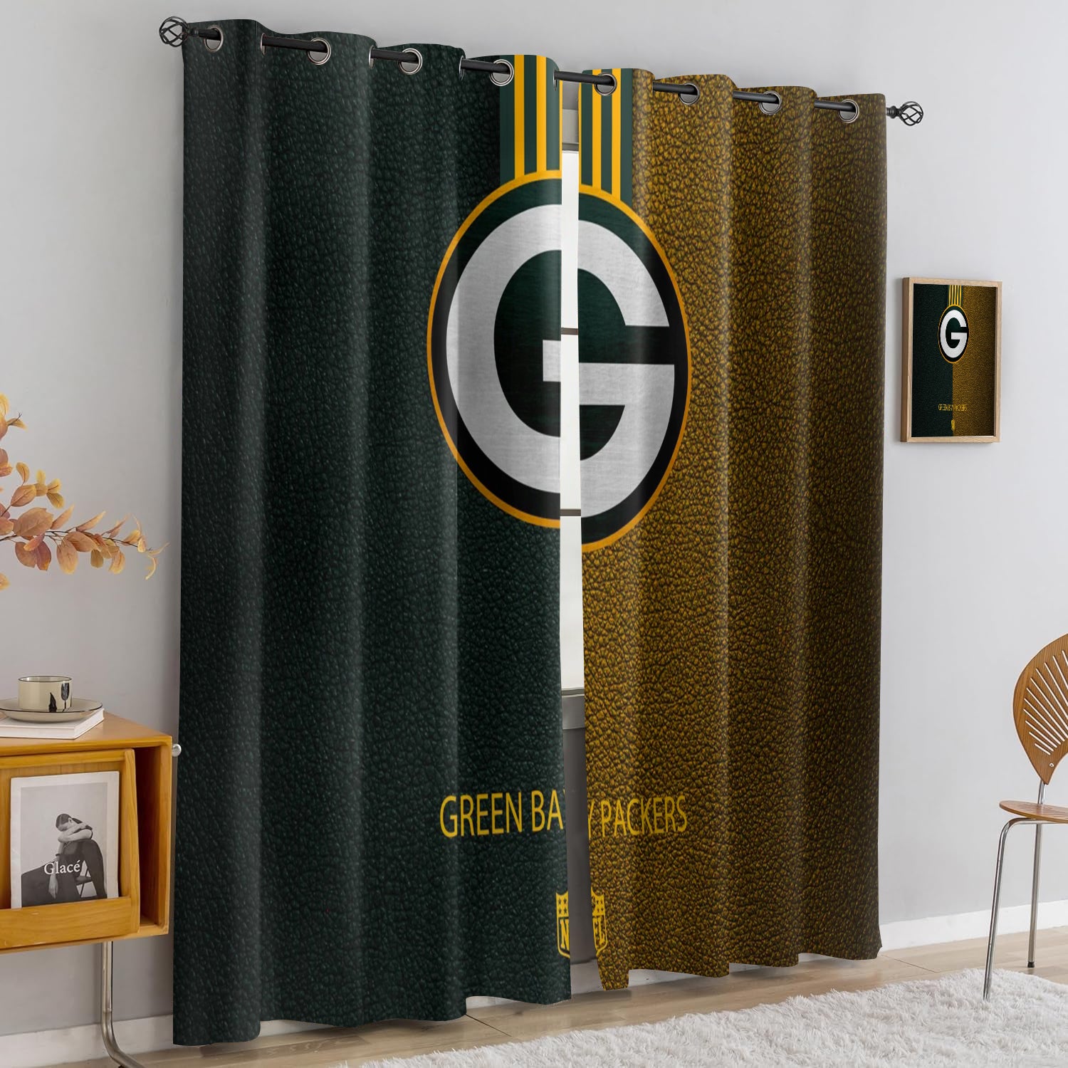 Green Bay Packers Blackout Curtains Drapes For Window Treatment Set