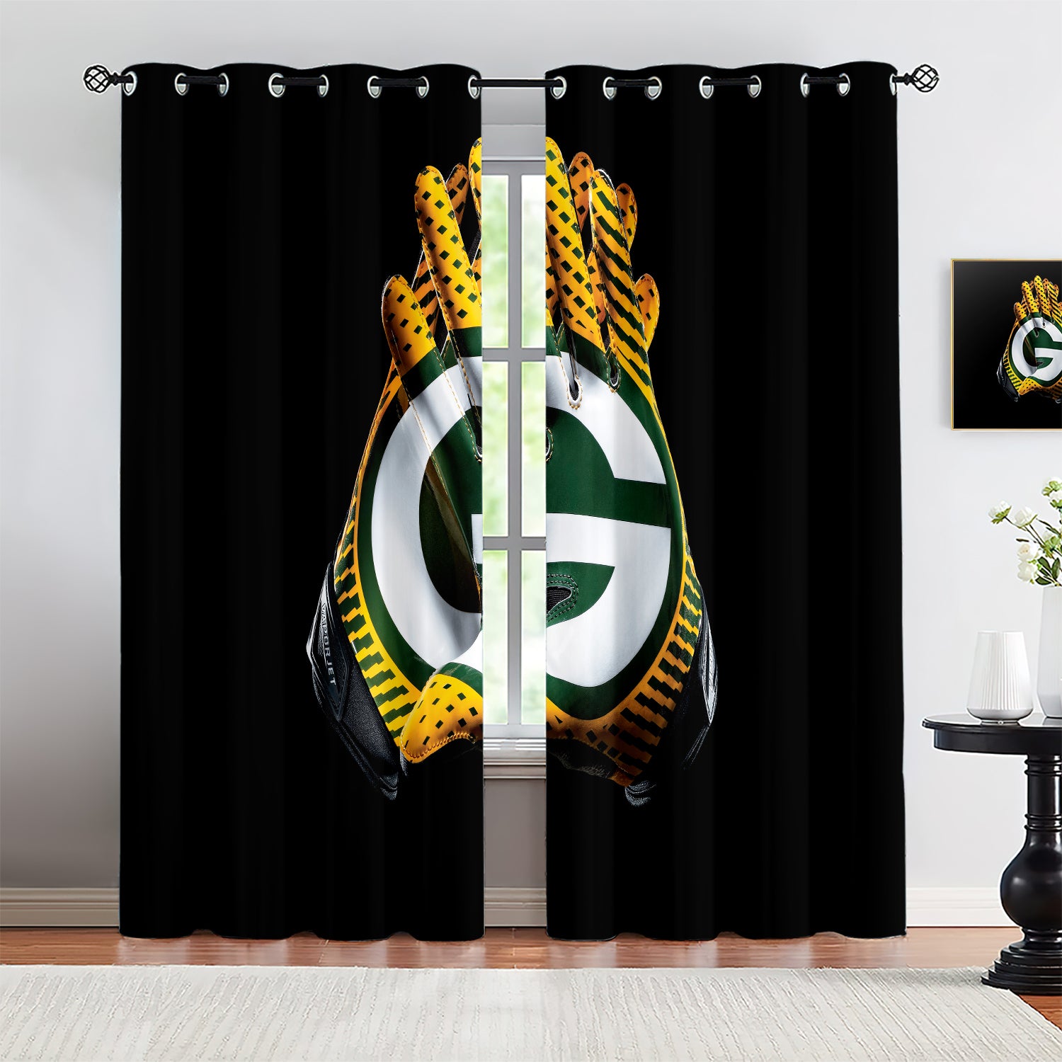 Green Bay Packers Blackout Curtains Drapes For Window Treatment Set