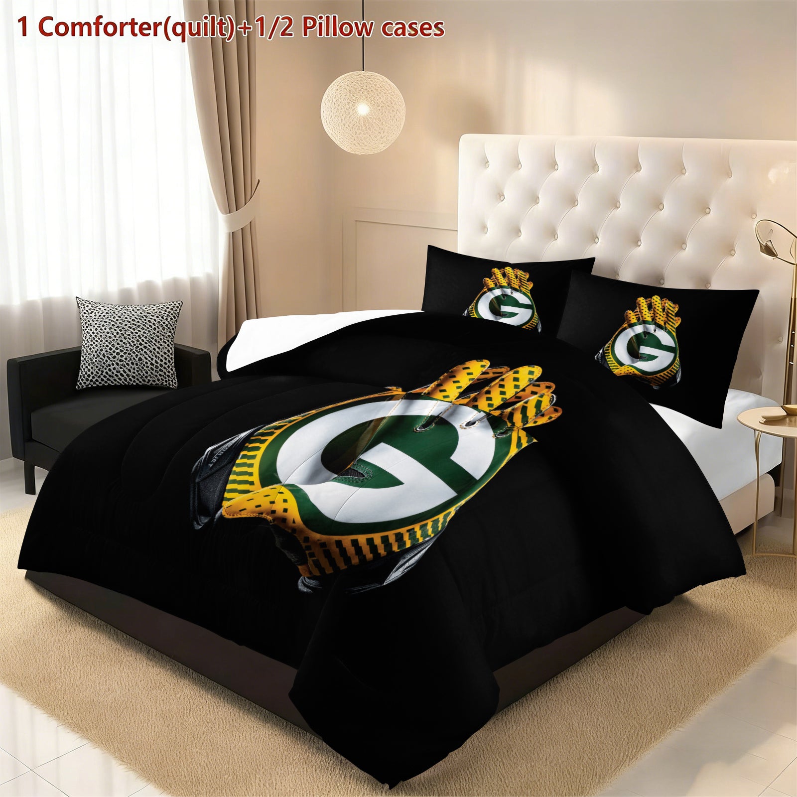 Green Bay Packers Comforter Pillowcase Sets Blanket All Season Reversible Quilted Duvet