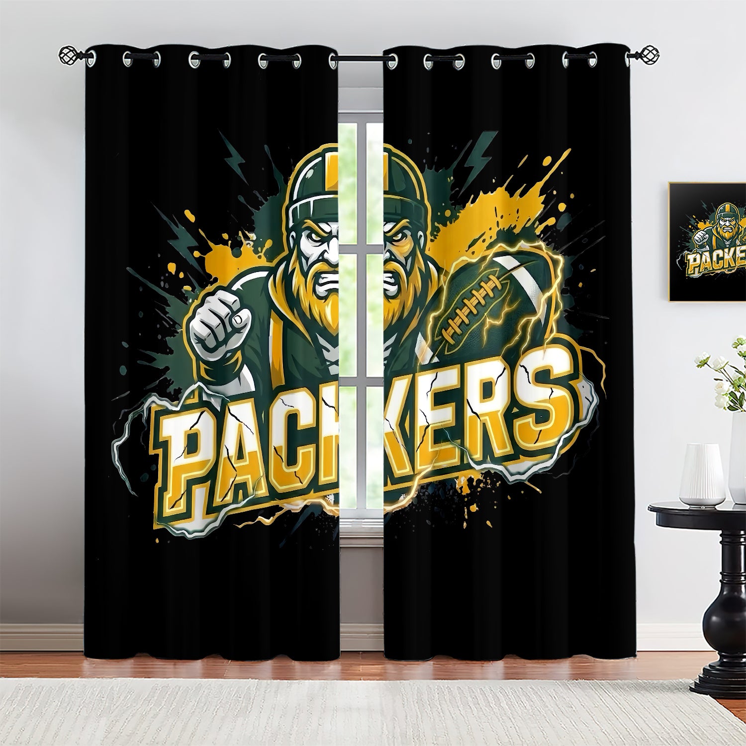 Green Bay Packers Blackout Curtains Drapes For Window Treatment Set