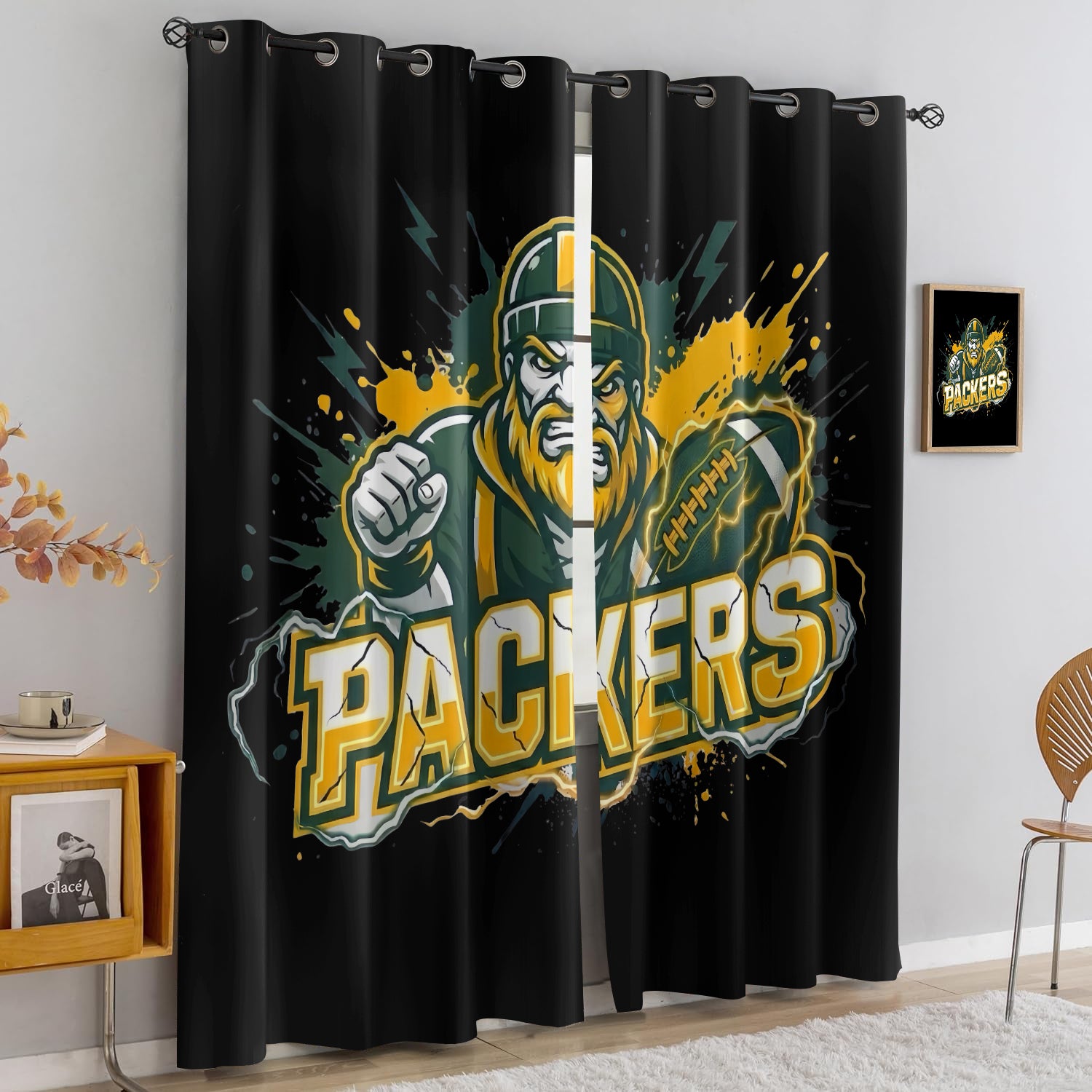 Green Bay Packers Blackout Curtains Drapes For Window Treatment Set