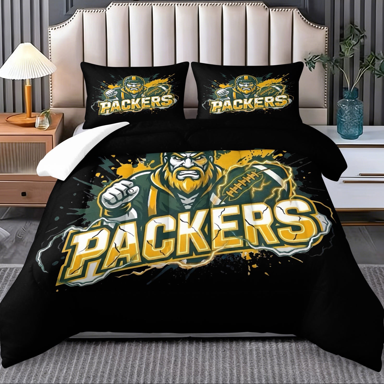 Green Bay Packers Comforter Pillowcase Sets Blanket All Season Reversible Quilted Duvet