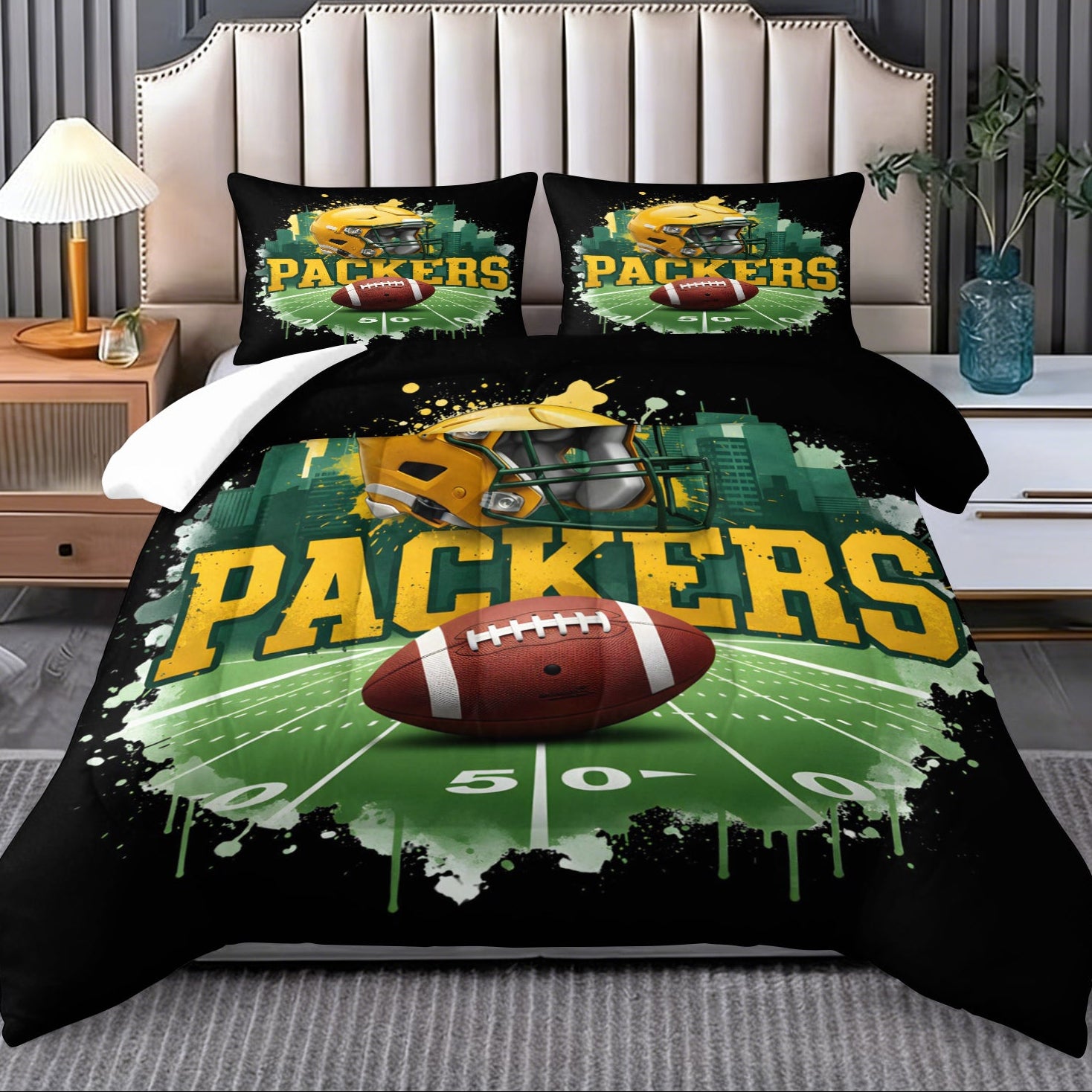 Green Bay Packers Comforter Pillowcase Sets Blanket All Season Reversible Quilted Duvet
