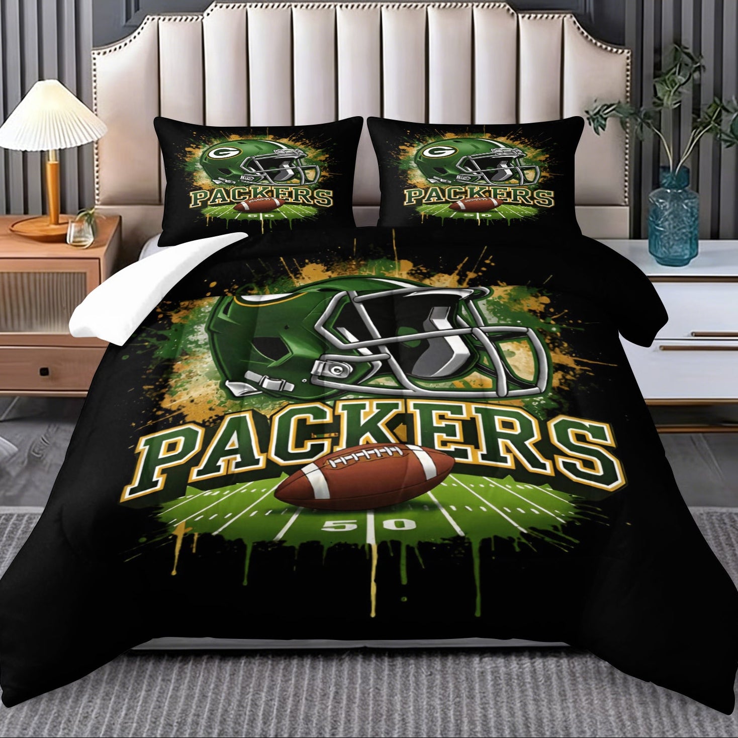 Green Bay Packers Comforter Pillowcase Sets Blanket All Season Reversible Quilted Duvet
