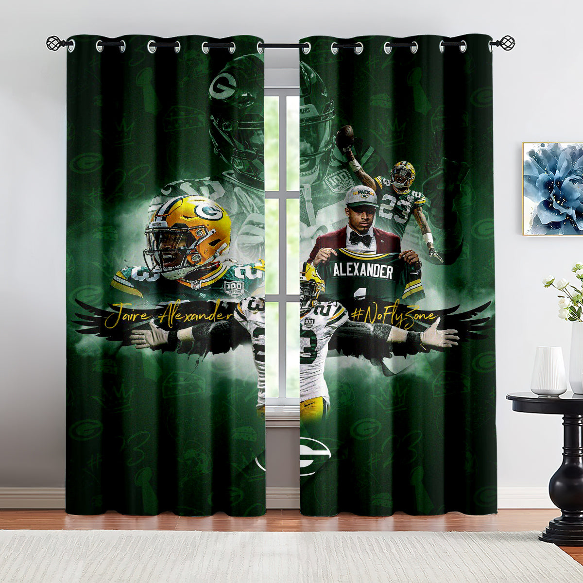 Green Bay Packers Football League Curtains Blackout Window Treatments Drapes Room Decor