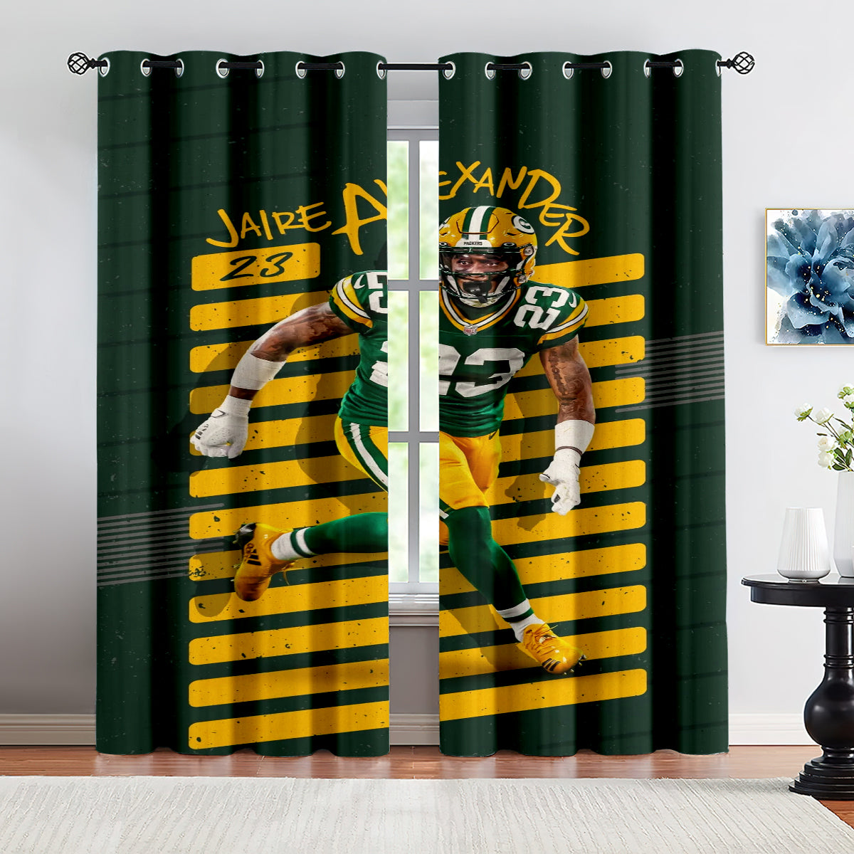 Green Bay Packers Football League Curtains Blackout Window Treatments Drapes Room Decor