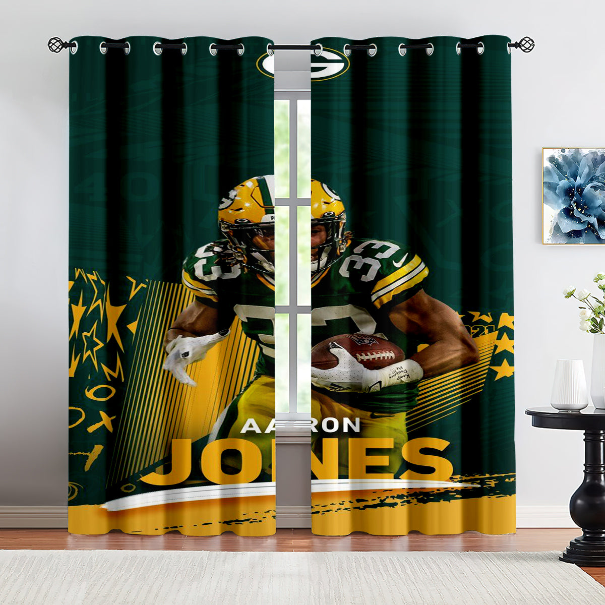 Green Bay Packers Football League Curtains Blackout Window Treatments Drapes Room Decor