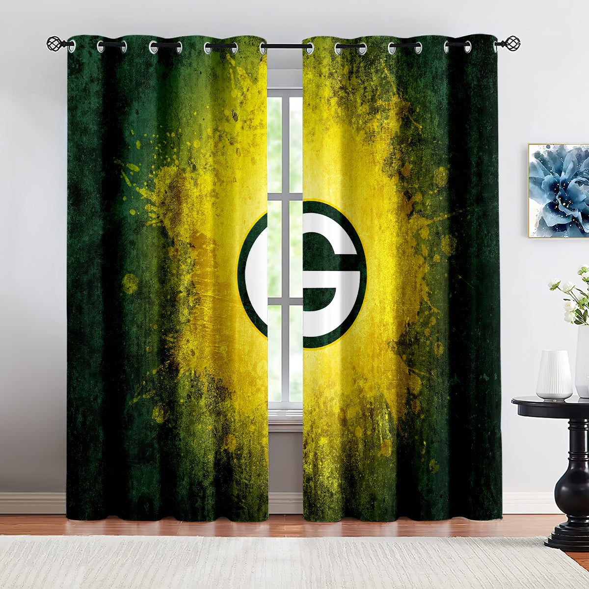 Green Bay Packers Football League Curtains Blackout Window Treatments Drapes Room Decor