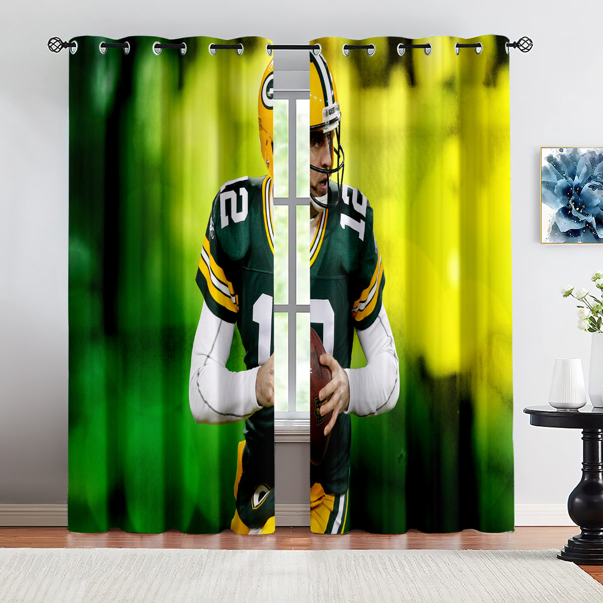 Green Bay Packers Football League Curtains Blackout Window Treatments Drapes Room Decor