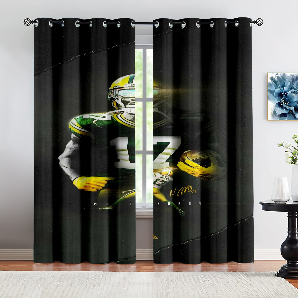 Green Bay Packers Football League Curtains Blackout Window Treatments Drapes Room Decor