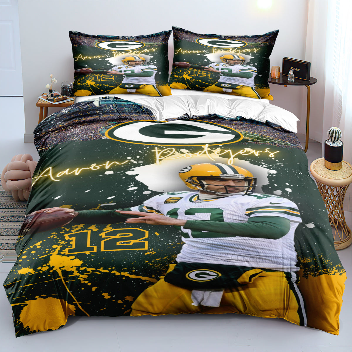 Green Bay Packers Football League Duvet Cover Quilt Cover Pillowcase Bedding Set