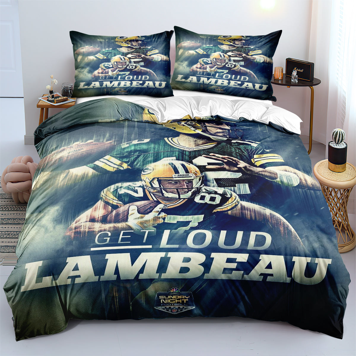 Green Bay Packers Football League Duvet Cover Quilt Cover Pillowcase Bedding Set