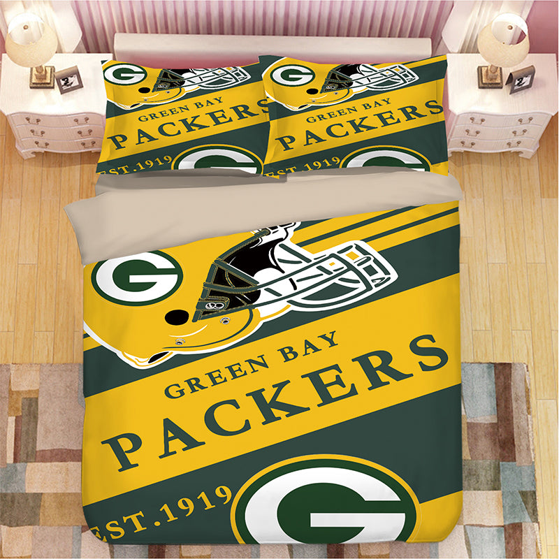 Green Bay Packers Football League Duvet Cover Quilt Cover Pillowcase Bedding Set